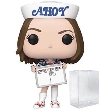 Imagem de POP Stranger Things – Robin Buckley Scoops Ahoy Outfit Funko Pop! boneco de vinil (combinado com capa protetora de caixa pop), multicolorido, 9,5 cm