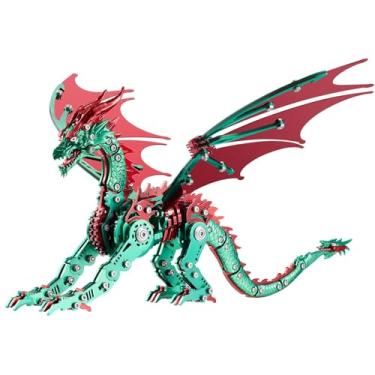 Imagem de OreilleStar 3D Metal Dragon Puzzle, Mechanical Model Building Kit, Green and Red Assembly Puzzle for Adults Gift (Green Red Dragon)