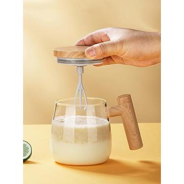 Imagem de Caneca de café de mistura elétrica de vidro borossilicato de alta velocidade com alça de 400 ml para preparar café leite em pó remédio para substituição de refeição de cereais (transparente)