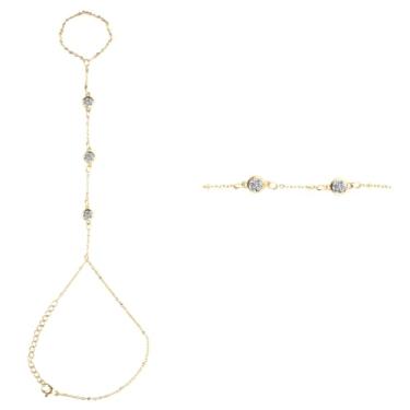 Imagem de Gulietta's Noir Pulseira de mão banhada a ouro 14K para mulheres – Pulseira de anel delicada, joia de mão de ouro ou prata ajustável, acessório minimalista para presente de noiva Boho, One Size, Latão