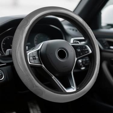 Imagem de HQRNYP Capa de volante de carro, acessórios para volante, protetor de rodas automotivas de couro de microfibra respirável, protetor universal antiderrapante de 38 cm, acessórios de carro para SUV