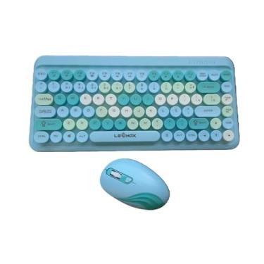 Imagem de Kit Teclado Mouse Wireless Sem Fio USB Bluetooth Colorful LEY-176A Azul