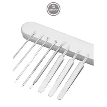 Imagem de Ferramentas profissionais removedoras de cravos, ROMÂNICO BEAR 8 em 4 Conjunto de ferramentas extrator de comedão espinhas para acne, manchas, espinhas, remoção de espinhas para o