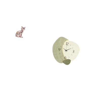 Imagem de Fenteer Relógio de Parede com Escultura de Gato Silencioso, Estatueta Decorativa, Ornamento de Arte Animal para Lareira, Cozinha, Escritório, Casa de Fazenda,