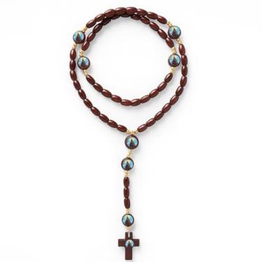 Imagem de Terço Madeira Nossa Senhora Aparecida Conta 8mm 48cm Marrom