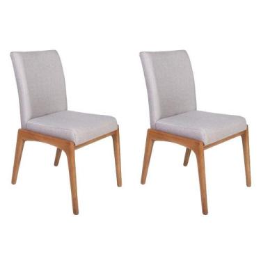 Imagem de Conjunto 2 Cadeiras de Jantar Estofadas Sara Cinza Claro - Straub Web,