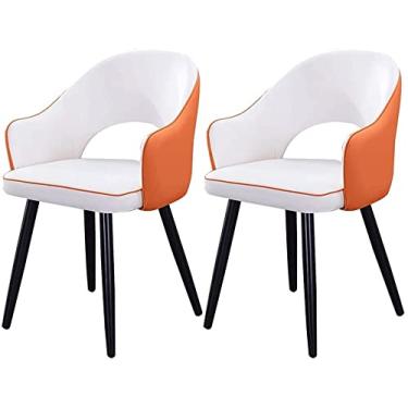 Imagem de Cadeira de jantar, cadeiras de recepção de escritório, negócios, conjunto de cadeiras de jantar para cozinha, sala de jantar, cadeiras modernas de couro de poliuretano oco, costas acolchoadas e