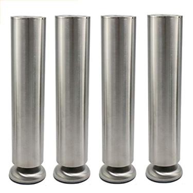 Imagem de ZJYWMM Pernas de móveis de metal, 4 peças, pernas de mesa de aço inoxidável, pés de mesa de café, pés de sofá, cama, pernas de mesa, pés ajustáveis para móveis, durável, não enferruja, base de