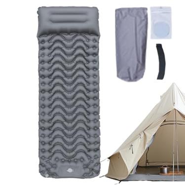 Imagem de Almofada | Colchão inflável de 16 cm de espessura - Tapete de dormir dobrável com bomba de pé embutida, equipamento compacto para homens e mulheres