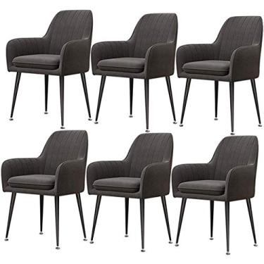 Imagem de Conjunto de 6 cadeiras de sala de jantar modernas para cozinha, poltrona, pernas de metal, com encosto e assento acolchoado, cadeiras de cozinha para restaurante e sala de reunião