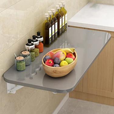 Imagem de Mesa dobrável de madeira, mesa dobrável para espaços pequenos, mesa de cozinha suspensa na parede, mesa de trabalho dobrável, mesa de parede dobrável para casa, escritório, bar, lavanderia, quarto