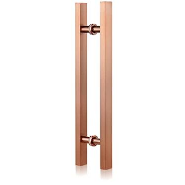 Imagem de Puxador de porta de celeiro para porta deslizante, maçaneta moderna quadrada em forma de H (instalação de trás para trás), maçaneta de vidro de escritório de hotel comercial