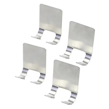 Imagem de KMJILS Pacote com 4 ganchos de aço inoxidável, organizador de parede adesivo forte para banheiro, chuveiro e cozinha, ganchos utilitários multiuso para roupão, toalha, bucha, casaco, sem necessidade