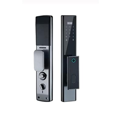 Imagem de GAORUIFENG Trava de impressão digital com câmera de vigilância, segurança doméstica, trava visual inteligente com senha, trava eletrônica automática para aplicativo (cor: marrom, tamanho preto