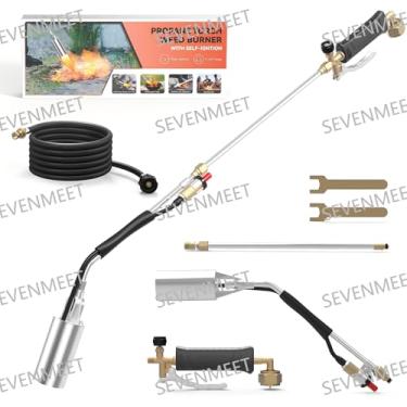 Imagem de Kit de queimador de ervas daninhas de tocha de propano, 1.800.000 BTU com mangueira de 30 m, maçarico de sopro resistente para ervas daninhas com modo longo ou curto, autoignição e gatilho turbo