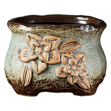 Imagem de Yalych Vaso com orifício de drenagem, vasos de flores, vasos de plantas de interior para samambaia, ou verde, 14,7 x 12,7 x 9,9 cm, decoração de casa (tamanho: verde 14,2 x 12,4 x 9,9 cm)