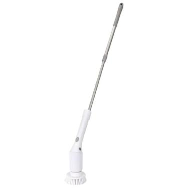Imagem de Escova elétrica para limpeza | Escova de limpeza retrátil sem fio | Ferramentas de esfregar de cabo longo com cabeças substituíveis para azulejos de piso de broca de argamassa de banheiro