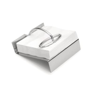 Imagem de Porta Guardanapo Inox Médio 13 x 12 cm Suporte Dispenser Guardanapeira