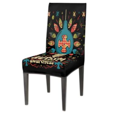 Imagem de hongjinglin Conjunto de 1 capa protetora para cadeira de sala de jantar, design de autismo, removível, lavável, para cozinha, casa, hotel, banquete, festa de casamento, cerimônia