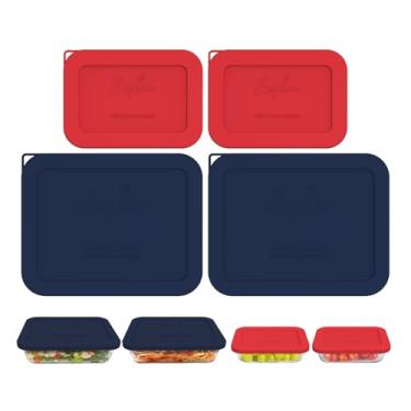Imagem de Sophico Tampa de silicone para reposição de tampas de armazenamento para Pyrex Freshlock e SNAPWARE 4 xícaras (8704), tigelas de vidro de 6/8 xícaras (7211R/8608), conjunto de recipientes de vidro