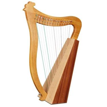 Imagem de Lyre Harp 15 String Lyal Mahogany Nylon String Harp with Tuning Wrench and Carry Bag for Adults Kids and Beginners