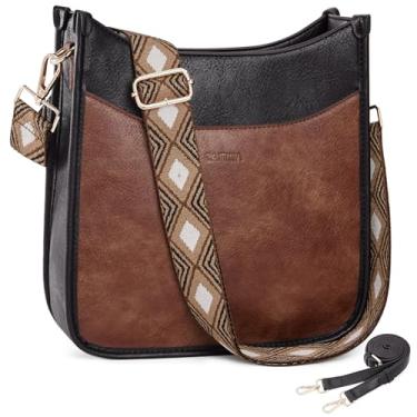 Imagem de Caitina Bolsas de ombro femininas modernas de couro vegano, bolsa de ombro feminina com alça ajustável de 2 peças, Ca24-heizong, Retrô