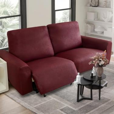 Imagem de vctops Capa de sofá reclinável de couro vintage, 6 peças, resistente à água, capa de sofá reclinável, macia, antiderrapante, protetor de móveis para cães e gatos (vinho, 2 lugares)