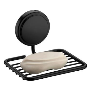 Imagem de Saboneteira De Parede Porta Sabonete Em Barra Aramado Com Fixação Adesiva Para Banheiro Lavabo Pia Decoração Em Aço Carbono (Preto)