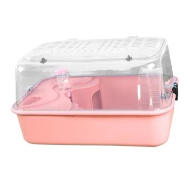 Imagem de ＡＷＨＡＯ Exercício de gaiola de hamster jogando house ventilação portátil gabinete de hamster transportador de saída para planador de açúcar animais pequenos, Rosa