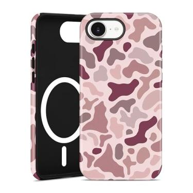 Imagem de Aitipy Capa de telefone camuflada magnética para iPhone 16e, compatível com MagSafe, linda camuflagem rosa, estética de TPU macio e policarbonato rígido, à prova de choque, capa protetora de telefone