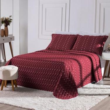 Imagem de Kit Cobre-Leito Casal King 3 Peças Heitor – Hipercal 400 Fios Bordado – Vermelho Marsala