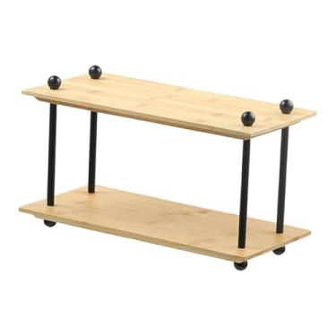 Imagem de ＫＬＫＣＭＳ Suporte de mesa para armazenamento, expositor de xícaras, minimalista, versátil, organizador de mesa com prateleira para ou penteadeira, Bambu 2 Camadas