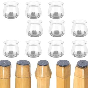 Imagem de 10 peças de protetores de chão de cadeira de silicone quadrado - almofadas de perna de móveis de feltro transparente espesso, tampas antiderrapantes com redução de ruído para pisos de madeira
