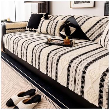 Imagem de SPXMQSS Capa de sofá antiderrapante para sofá seccional, capa de sofá universal de chenille macio 1 2 3 4 lugares protetor de móveis para sala de estar D 110 x 160 cm