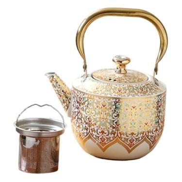Imagem de ＫＬＫＣＭＳ Chaleira/Jarra para Chá de 1,6 L, ao Calor, com Infusor, Boca Larga, Dourada, Ideal para Casa, Festas, Escritório e Cozinha.