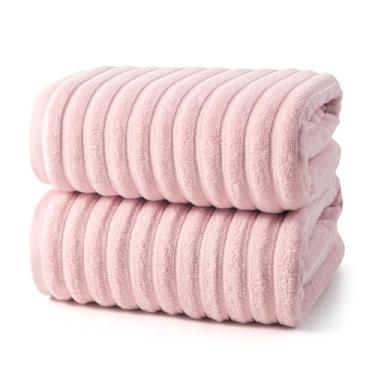 Imagem de REDKISS Pacote com 2 toalhas de banho grandes 78 × 150 cm, 100% algodão, super macias e absorventes, toalhas de secagem rápida, perfeitas para banheiro, toalhas de chuveiro de pelúcia - rosa