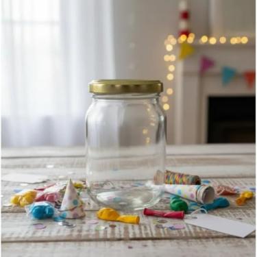 Imagem de Kit 20 unidades - Pote de vidro Redondo Conserva 267ml - Tampas Douradas