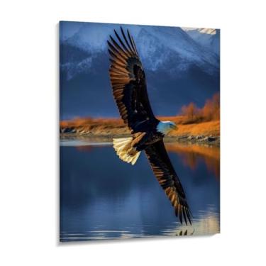 Imagem de HouLaiZhe Pôster animal águia voando lona parede estética pôsteres decoração de quarto pintura de parede galeria sala decoração de parede para quarto sala de estar escritório 20 x 26 polegadas (50 x