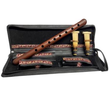 Imagem de Chave profissional DUDUK A, madeira de damasco oboé balaban, estojo de couro, instruções de jogo, 2 palhetas profissionais, duduk armênio