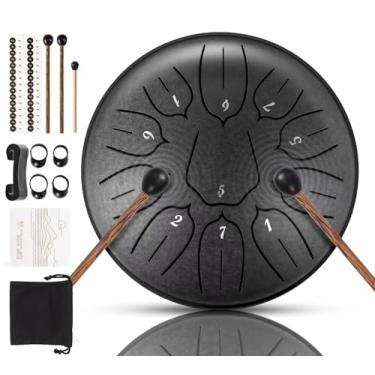 Imagem de Harmuhos Tambor de Língua de Aço 28 Notas 15 cm D-Key Tank Drum Handpan Drum Instrumento de Percussão para Meditação, Entretenimento, Educação Musical, Concerto, Cura Mental, Ioga