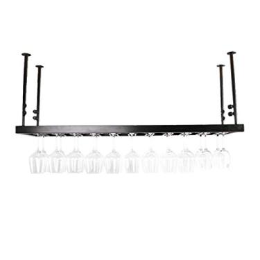 Imagem de APUM Rack de vinho, rack de teto de ferro de metal armazenamento rack de vinho pendurado garrafa de vinho e suporte de copos suporte de taças de vinho