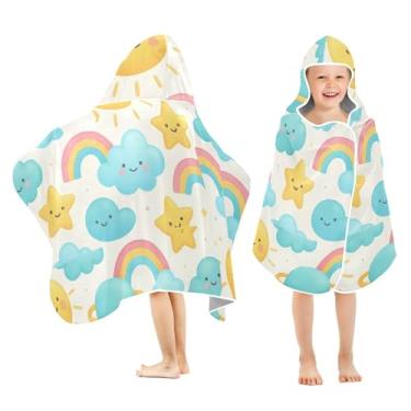 Imagem de Burbuja Linda toalha de banho com capuz pastel suns, nuvem para crianças, toalha de praia de pelúcia macia absorvente para meninas e meninos 3-10 anos, 61 x 127 cm