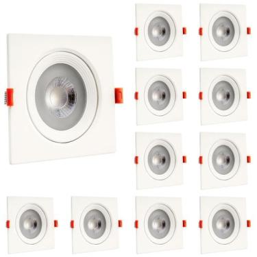 Imagem de Kit 10 Spot Led Embutir 12w Quadrado 3000k Amarelo - Branco-quente - 1