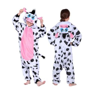 Imagem de ROC PARTY Fantasia infantil de animal com capuz – Fantasia unissex de Halloween e cosplay para meninos e meninas de 4 a 12 anos (vaca, 7 a 8 anos)