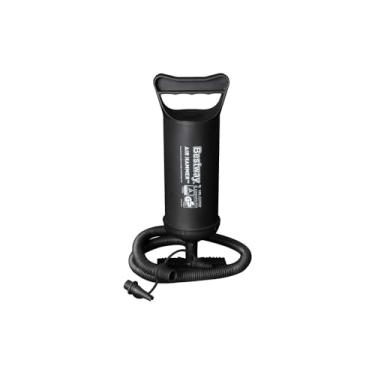 Imagem de Bomba de Ar Manual Multiuso, 30cm, Plástico Preto, Dupla Ação 2x700cc, com 3 Bicos Adaptáveis, para Boias, Colchões Infláveis, Bolas