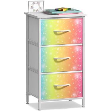 Imagem de Sorbus Mesa de cabeceira com 3 gavetas – móveis de cabeceira e baú de mesa de canto para casa, acessórios de quarto, escritório, dormitório universitário, estrutura de aço, tampo de madeira, caixas de