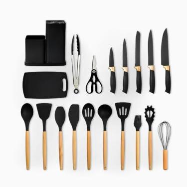 Imagem de Kit Utensílios de Cozinha Jogo Completo 19 Peças Preto