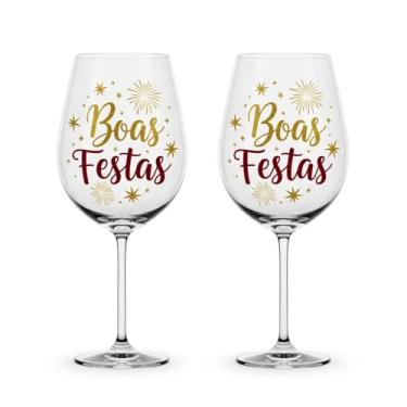Imagem de Kit com 2 Taças de Vidro para Vinho 300ml – Natal Mágico para Presentear e Celebrar