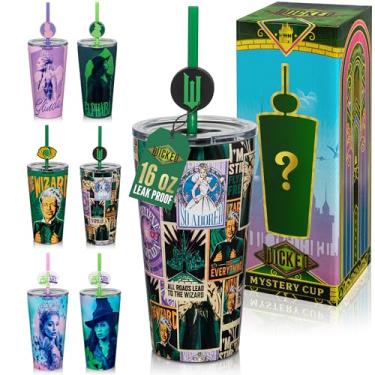 Imagem de Dragon Glassware x Wicked: For Good Copo de 473 ml - Copo isolado a vácuo com 2 canudos - Copo de aço inoxidável com cobertura de canudo para água, chá gelado