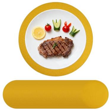 Imagem de Tomeurperf 60 peças de jogo americano de papel dourado, 33 cm, jogo americano descartável, mesa redonda, tapetes decorativos para festa de aniversário, banquete de casamento - dourado